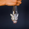 Hip Hop Rabbit Bad Bunny Pendant Micro Pave Cubic Zirconia For Gift 10mm Cuban Chain Can Be Wound