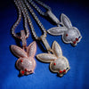 Hip Hop Rabbit Bad Bunny Pendant Micro Pave Cubic Zirconia For Gift 10mm Cuban Chain Can Be Wound