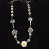 Hip Hop Rainbow Flower Chrysanthemum Bohemia Choker Necklace Rock Trendy Statement Jewelry Beads Necklace Unisex Gifts