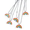 Hip Hop Rainbow Pendant Necklaces For Women Men Teens Colorful Pendant Beads Chain Necklaces Party Jewelry