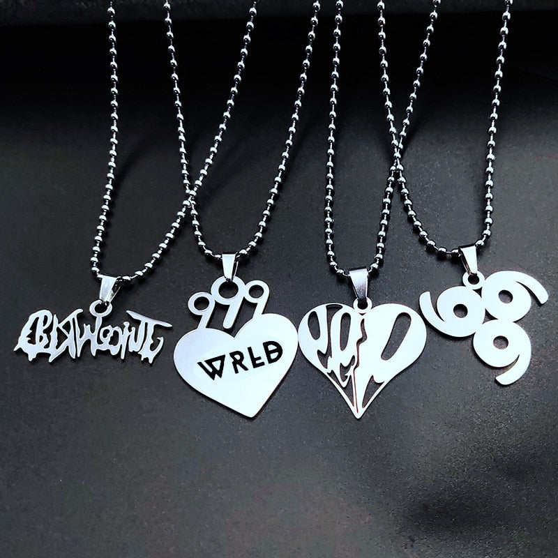 Hip Hop Rapper Juice Wrld 999 Necklace Stainelss Steel Letter Name Heart Pendants Necklaces Fans Memorial Jewelry Gifts
