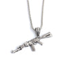 Hip Hop Refined Stylish Iced Out Golden Silveryy Color Alloy AK 47 Gun Pendants Necklace For Men Rapper Jewelry