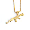 Hip Hop Refined Stylish Iced Out Golden Silveryy Color Alloy AK 47 Gun Pendants Necklace For Men Rapper Jewelry