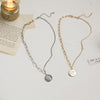 Hip-Hop Retro Women Necklace Ins Style Simple Cool Circular Geometric Pendant Collarbone Chain Do Old Accessories