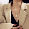 Hip-Hop Retro Women Necklace Ins Style Simple Cool Circular Geometric Pendant Collarbone Chain Do Old Accessories
