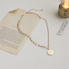 Hip-Hop Retro Women Necklace Ins Style Simple Cool Circular Geometric Pendant Collarbone Chain Do Old Accessories
