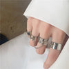 Hip Hop Rings Punk Cool  Multi-layer Adjustable Chain Four Open Finger Rings Alloy Man Rotate Rings for Women Party Gift