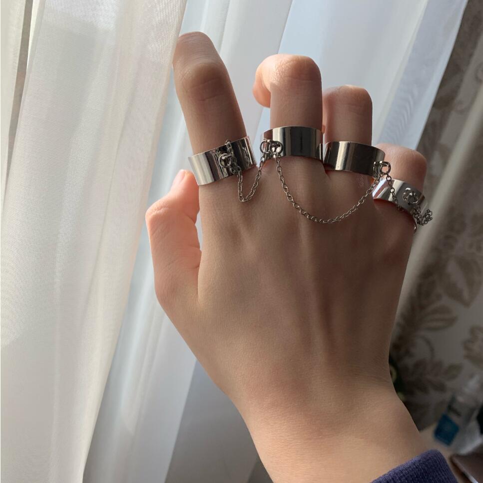 Cheap IF ME Hip Hop Punk Cool Hiphop Chain Rings Multi-layer Adjustable  Open Finger Rings Set Alloy Man Rings for Women Party Gift Jewelry