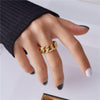 Hip Hop Rings Punk Cool  Multi-layer Adjustable Chain Four Open Finger Rings Alloy Man Rotate Rings for Women Party Gift