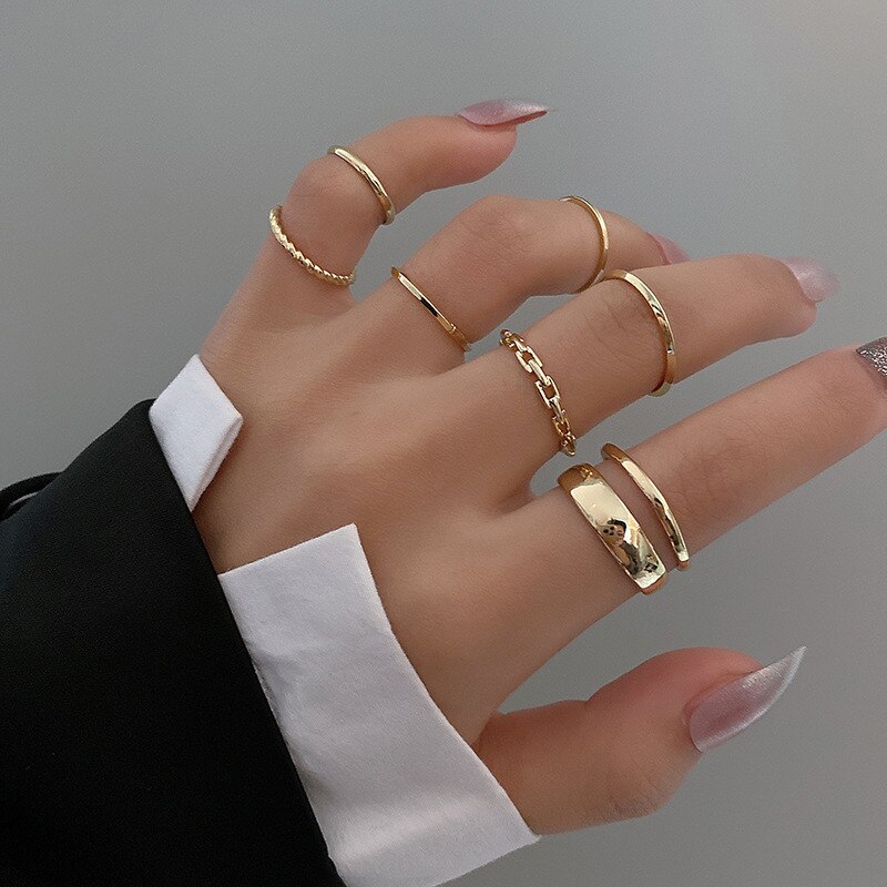 Grandest Birch Double Finger Chain Ring Stackable Adjustable Unisex Two  Layers Chain Opening Ring Jewelry Gifts Copper Gold