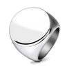 Hop Rock Big Wide Mens Geometric Round Ring Gold Silver Color 316L Stainless Steel Signet Rings for Men Jewelry Size 7-12