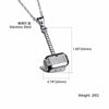 Hip Hop Rock Film Thor Hammer Necklace Pendant Gold Silver Color 316L Stainless Steel Jewelry