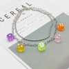 Hip Hop Rock Multicolor Resin Dice Double Clavicle Chain Geometric Pendant Necklace Girl Daily Jewelry Party DIY Handmade Gift