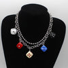 Hip Hop Rock Multicolor Resin Dice Double Clavicle Chain Geometric Pendant Necklace Girl Daily Jewelry Party DIY Handmade Gift