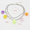 Hip Hop Rock Multicolor Resin Dice Pendant Multilayer Clavicle Necklace Girl Daily Jewelry Party DIY Handmade Gift