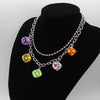 Hip Hop Rock Multicolor Resin Dice Pendant Multilayer Clavicle Necklace Girl Daily Jewelry Party DIY Handmade Gift
