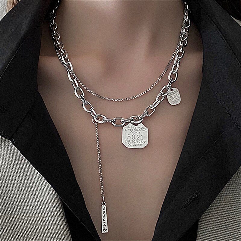 Hip Hop Rock Titanium Steel Choker For Punk Girl Pendant Collarbone Chain Necklace Ins Jewelry Men Party Accessories