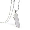 Hip Hop Silver Color Bling Iced Out Micro Pave CZ Stone Stainless Steel Skateboard Scooter Pendant Spiral Link Necklaces Gifts