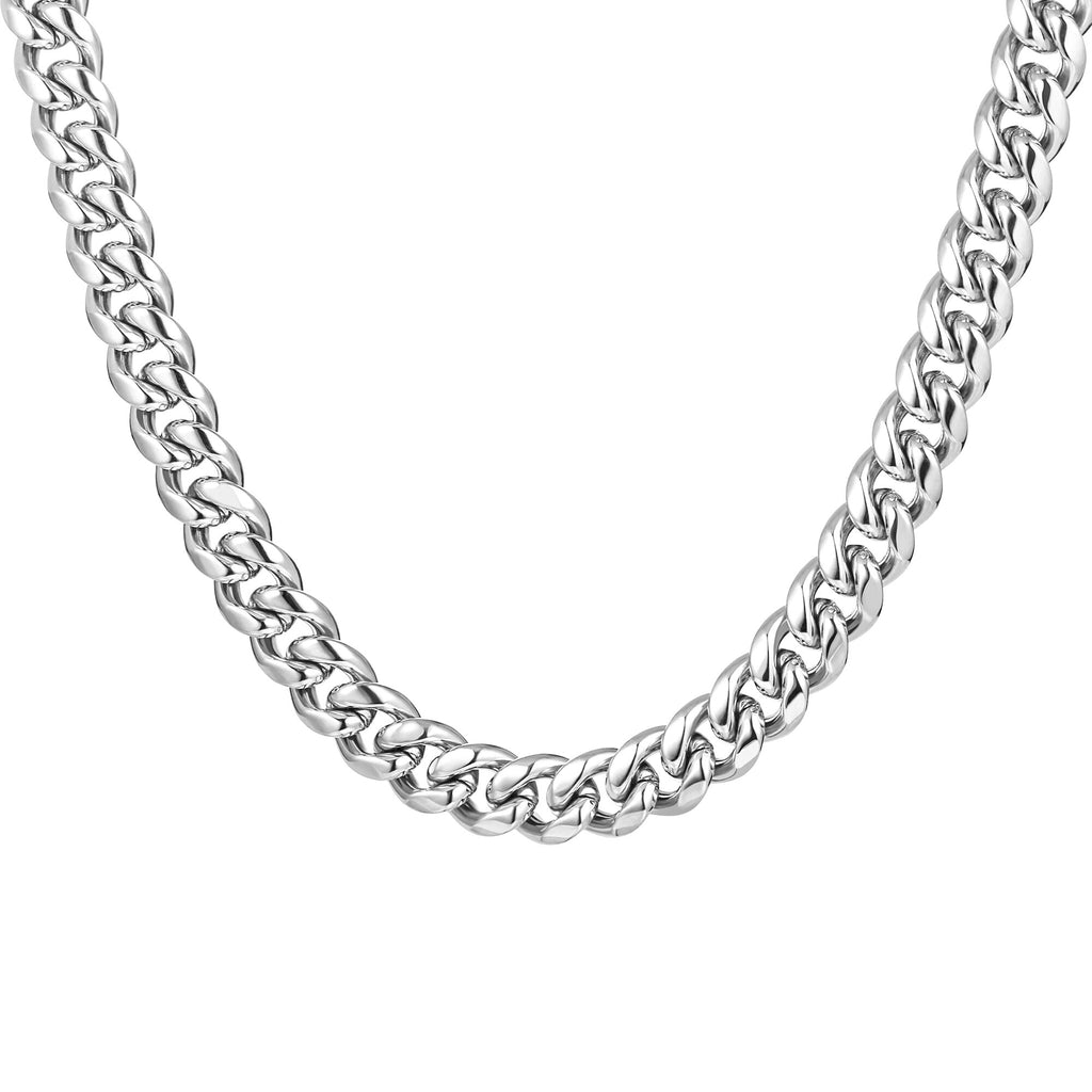 Hip Hop Silvery/Gold Necklace for Men Women Curb Cuban Link Chain Chokers Vintage Rapper Stainless Steel Tone Solid Metal 2022