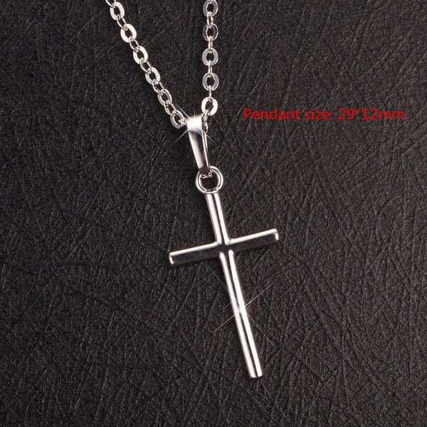 Hip Hop Small Cross Long Pendant Necklace For Women Gold Silver Color Link Chain Choker Necklace Collar Jewelry Party
