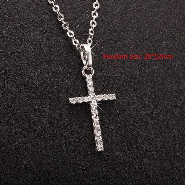 Hip Hop Small Cross Long Pendant Necklace For Women Gold Silver Color Link Chain Choker Necklace Collar Jewelry Party