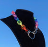 Hip-Hop Style Colorful Acrylic Necklace Personality Cool Rainbow Short Necklace Double Necklace Party Jewelry