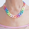 Hip-Hop Style Colorful Acrylic Necklace Personality Cool Rainbow Short Necklace Double Necklace Party Jewelry