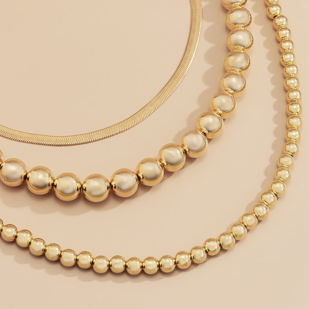 Hip Hop Trendy Cool Temperament Flat Snake Bone Necklace Female Vintage Punk Style Round Beads Chain Necklace Accessories