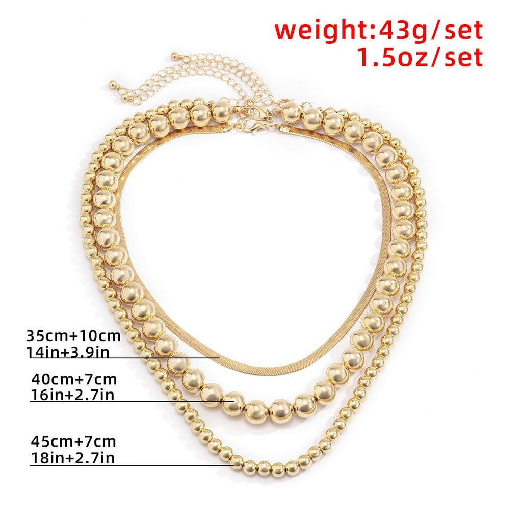Hip Hop Trendy Cool Temperament Flat Snake Bone Necklace Female Vintage Punk Style Round Beads Chain Necklace Accessories