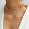 Hip Hop U Chain Link Choker Necklace for Women Gothic Punk Gold Color Thicken Chunky Crystal Chain Necklace Collar Jewelry