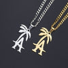 Hip Hop West Coast Rapper LA Palm Tree Titanium Steel Pendant Necklace Cool Beach Coconut Tree Cuban Chain Necklace Jewelry New