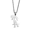 Hip Hop West Coast Rapper LA Palm Tree Titanium Steel Pendant Necklace Cool Beach Coconut Tree Cuban Chain Necklace Jewelry New