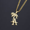 Hip Hop West Coast Rapper LA Palm Tree Titanium Steel Pendant Necklace Cool Beach Coconut Tree Cuban Chain Necklace Jewelry New