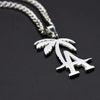 Hip Hop West Coast Rapper LA Palm Tree Titanium Steel Pendant Necklace Cool Beach Coconut Tree Cuban Chain Necklace Jewelry New