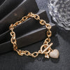 Hip Hop Zircon Heart Pendant Chain Bracelets For Women Lovers CZ Vintage Golden Thick Bracelet Jewelry Mujer Pulseras Gifts