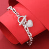 Hip Hop Zircon Heart Pendant Chain Bracelets For Women Lovers CZ Vintage Golden Thick Bracelet Jewelry Mujer Pulseras Gifts