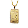 Hip Hop rock stainless steel rhinestones Dream Chaser pendant necklace mens Gold color DC necklace jewelry