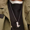 Hip Pop Pixel Games Dinosaur Pendant Necklace Cute Adorkable Cartoon Jewelry Design Silvery Accessories For Youngs Sweater Chain