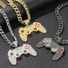 Hip-hop Gamepad Iced Out Pendant Necklace Cool Miami Cool Motorcycle Necklace Thick Cuban Chain Jewelry Accessories
