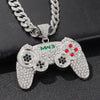 Hip-hop Gamepad Iced Out Pendant Necklace Cool Miami Cool Motorcycle Necklace Thick Cuban Chain Jewelry Accessories