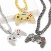Hip-hop Gamepad Iced Out Pendant Necklace Cool Miami Cool Motorcycle Necklace Thick Cuban Chain Jewelry Accessories