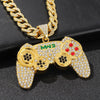 Hip-hop Gamepad Iced Out Pendant Necklace Cool Miami Cool Motorcycle Necklace Thick Cuban Chain Jewelry Accessories