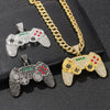 Hip-hop Gamepad Iced Out Pendant Necklace Cool Miami Cool Motorcycle Necklace Thick Cuban Chain Jewelry Accessories