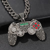 Hip-hop Gamepad Iced Out Pendant Necklace Cool Miami Cool Motorcycle Necklace Thick Cuban Chain Jewelry Accessories