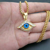 Hip hop Gold color Eye Pendant Necklace with zircon 316L Stainless steel Clavicle Necklace Women men Jewelry