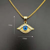 Hip hop Gold color Eye Pendant Necklace with zircon 316L Stainless steel Clavicle Necklace Women men Jewelry