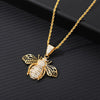 Hip-hop  Zircon Bee Necklaces Men Gold Color Aesthetic HoneyBee Pendant Jewelry For Women 2022 Trend Gifts