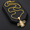 Hip-hop  Zircon Bee Necklaces Men Gold Color Aesthetic HoneyBee Pendant Jewelry For Women 2022 Trend Gifts