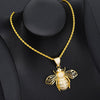 Hip-hop  Zircon Bee Necklaces Men Gold Color Aesthetic HoneyBee Pendant Jewelry For Women 2022 Trend Gifts