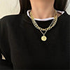 Hip-hop Hong Kong style punk thick chain clavicle chain short couple models
